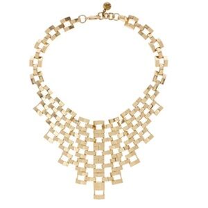 Lulu Frost Tiered Necklace Gold Tone Art Deco The Zoe Report $528 Chic RARE